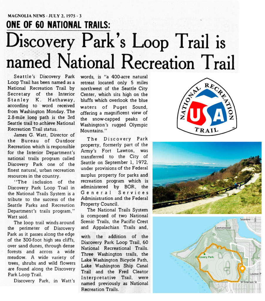 ONE OF 60 NATIONAL TRAILS: Discovery Park's Loop Trail is named National Recreation Trail - Friends of Discovery Park